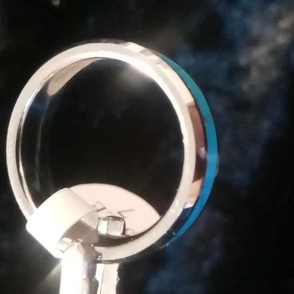 Tungsten ring with turquoise style inlay - Picture 3 of 6